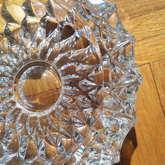 Vintage Clear Glass Pressed Cut Ashtray, Trinket Dish, Glass Plate, Home Decor - Picture 2 of 4